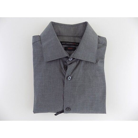 JOHN VARVATOS $245 Gray 15 x 32/33 Slim Fit MEN DRESS SHIRT CASUAL SALE Y30 - Picture 1 of 6